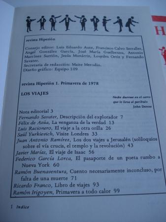 Revista HIPERIN Coleccin completa (6 nmeros). Madrid, 1978-1981. N 1: Los viajes - N 2: La carne - N 3: Jesuitas - N 4: El excremento - N 5: Amor y muerte en amrica Latina - N 6: El miedo