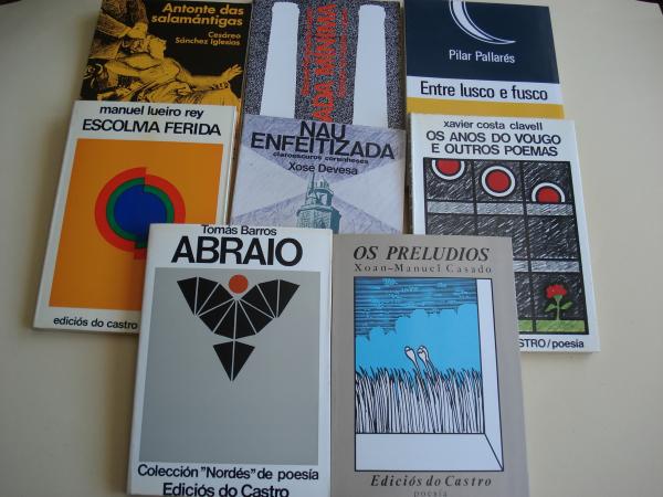 Poesa galega do noso tempo (Toms Barros-Xon Manuel Casado-X. Costa Clavell-Xos Devesa-Manuel Lueiro Rey-Pilar Pallars-Manuel Rodrguez Lpez-Cesreo Snchez Iglesias). 8 libros en estoxo de cartn ilustrado