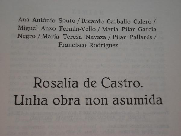 Rosalía de Castro. Unha obra non asumida