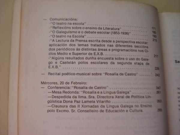 II Xornadas da Lingua Galega no ensino. Santiago de Compostela, 1985