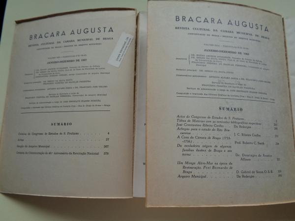 BRACARA AUGUSTA. Janeiro-Dezembro 1967. 2 tomos. Actas do Cogresso de Estudos da Comemorao de XII Centenrio da morte de S. Frutuoso