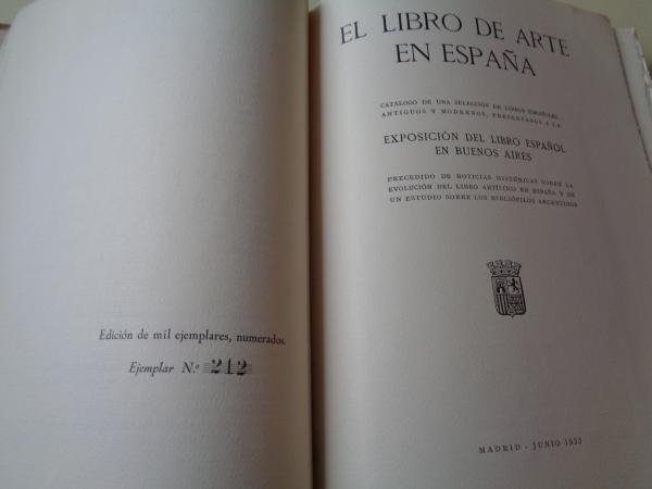 El libro de arte en Espaa. Exposicin del libro espaol en Buenos Aires (Junio, 1933)