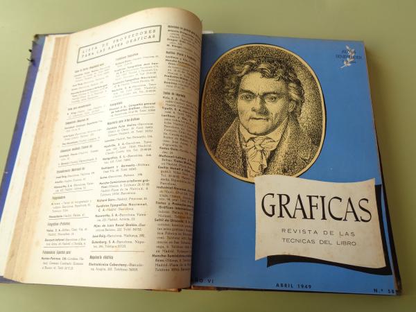 GRFICAS. Revista de las Tcnicas del Libro. Ao 1949 completo (Nmeros 55 a 66)