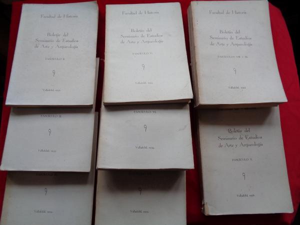 BOLETN DEL SEMINARIO DE ESTUDIOS DE ARTE Y ARQUEOLOGA. Facultad de Historia. Valladolid. 8 volmenes, 10 fascculos: Del 2 trimestre del curso 1932-1933 al 1er. trimestre del curso 1935-1936