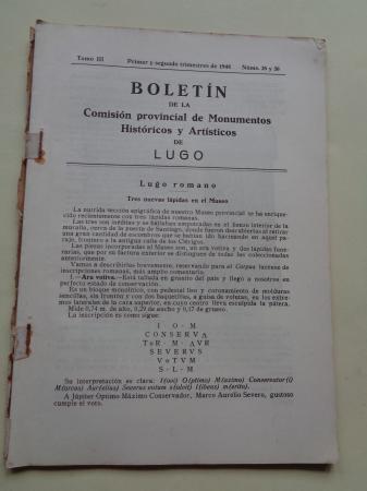 Boletn de la Comisin Provincial de Monumentos Histricos y Artsticos de Lugo. Nmeros 25 y 26, Primer y segundo trimestre de 1948