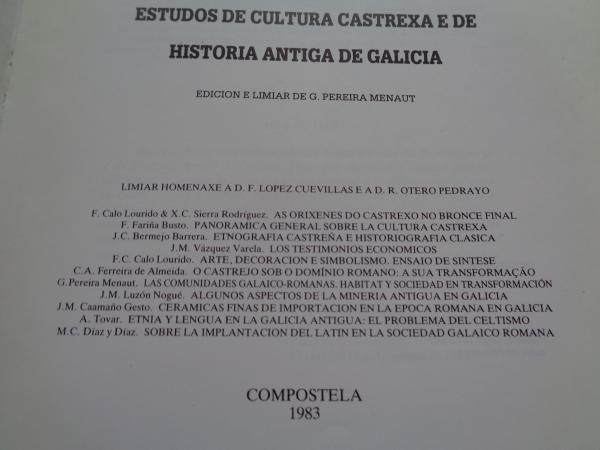 Estudos de cultura castrexa e de historia antiga de Galicia