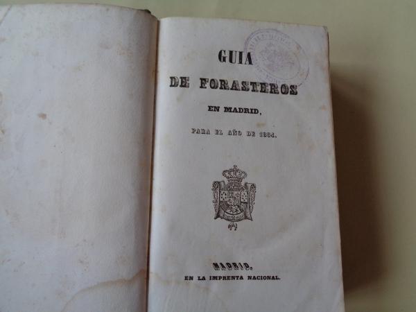 Gua de forasteros en Madrid para el ao 1854 / Estado Militar de Espaa  Indias Ao de 1854