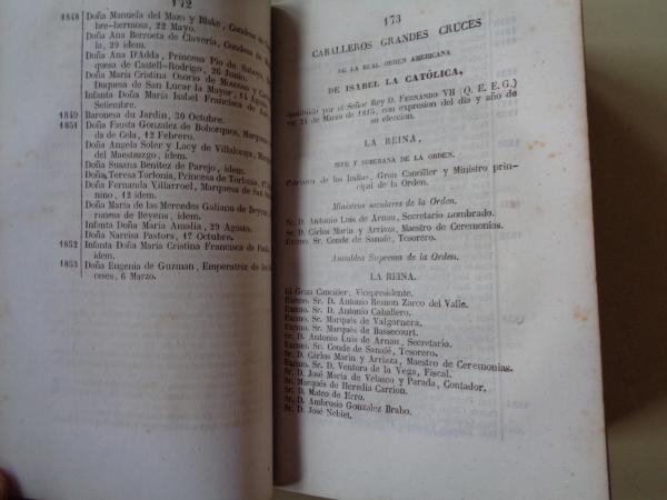 Gua de forasteros en Madrid para el ao 1854 / Estado Militar de Espaa  Indias Ao de 1854