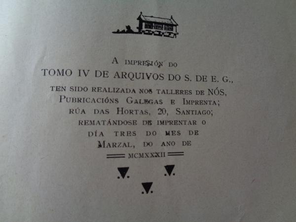 Arquivos do Seminario de Estudos Galegos IV (1 edicin, 1932)