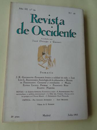 REVISTA DE OCCIDENTE. Ao II, 2 p. Nm. 28. Julio 1965