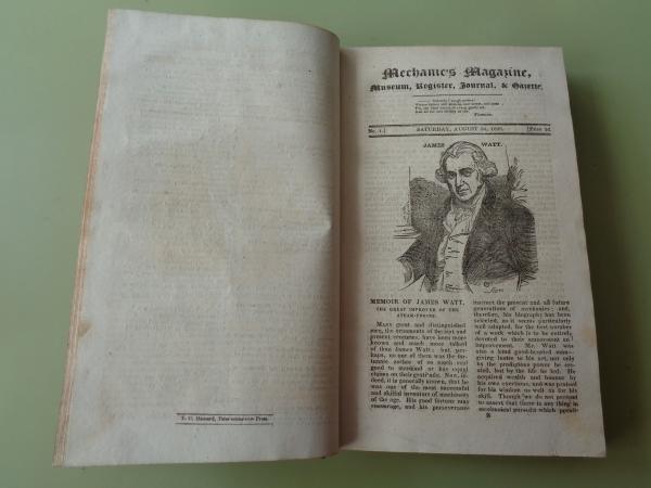 MECHANICS MAGAZINE. 9 TOMOS. Museum, Register, Journal and Gazette. N 1 (agosto, 1823) al N 259 (julio, 1828)