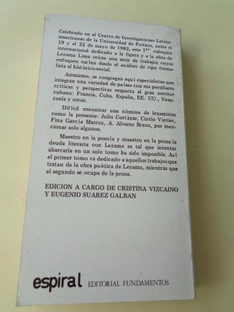 Coloquio Internacional sobre la obra de Jos Lezama Lima. Poesa (Centre de Recherches Latino-Americanes. Universit de Poitiers)