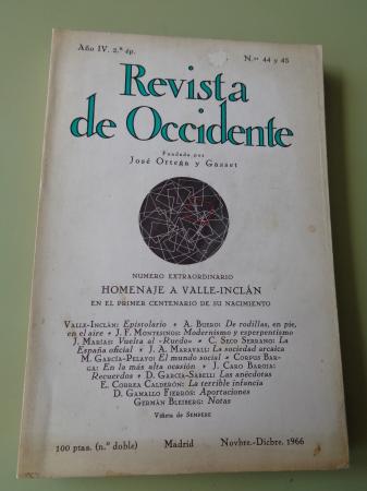 Revista de Occidente. N doble. Nmeros 44 y 45. Noviembre-Diciembre, 1966