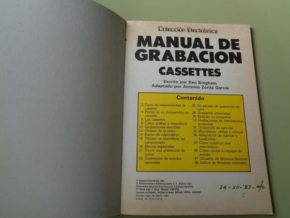 Manual de grabacin. Cassettes