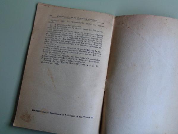 Constitucin de la Repblica Espaola. 1931. 