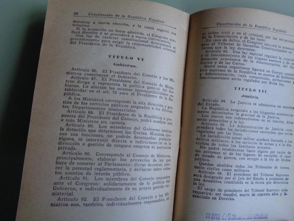 Constitucin de la Repblica Espaola. 1931. 