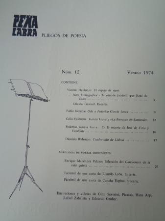 PEA LABRA. Revista de Poesa. Nmero 11. Verano 1974. Vicente Huidobro: El espejo del agua 