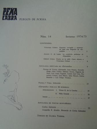 PEA LABRA. Revista de Poesa. Nmero 14. Invierno 1974-75. Dedicado a la revista de poesa ESPADAA (Len, 1944-1951)
