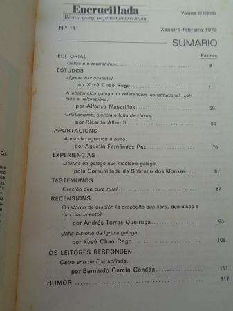ENCRUCILLADA. Revista galega de pensamento cristin. Nmero 11. Xaneiro-febreiro 1979