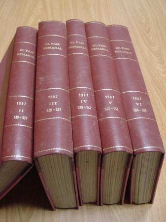 EL PAS SEMANAL. 1987 (Encuadernado en 5 tomos). Tomo II: Nmeros 519 a 527/ Tomo III: Nmeros 528 a 537/ Tomo IV: Nmeros 538 a 547 / Tomo V: Nmeros 548 a 553 / Tomo VI: Nmeros 554 a 559