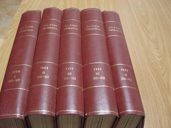 EL PAS SEMANAL. 1988 (Encuadernado en 5 tomos). Tomo I: Nmeros 560 a 572/ Tomo II: Nmeros 573 a 581/ Tomo III: Nmeros 582 a 590 / Tomo IV: Nmeros 591 a 603 / Tomo V: Nmeros 604 a 612