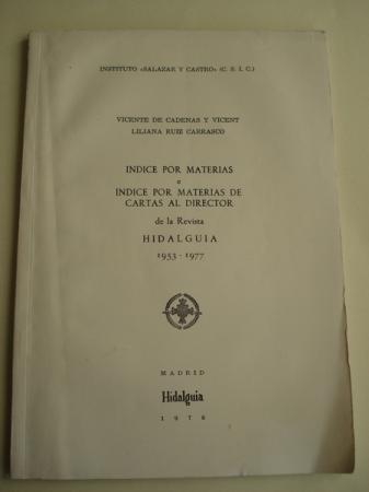 ndice por materias e ndice por materias de Cartas al director de la Revista HIDALGUA 1953-1977