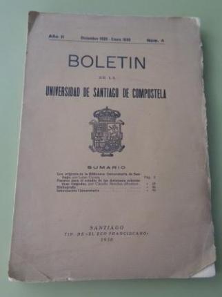 Boletn de la Universidad de Santiago de Compostela. Ao II. Diciembre 1929 - Enero 1930. Nmero 4 - Ver os detalles do produto