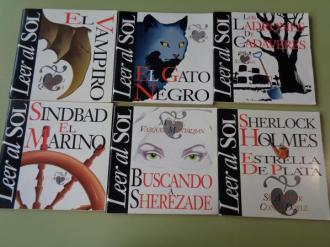 6 ejemplares Coleccin Leer al Sol. El vampiro (Horacio Quiroga)-El gato negro (E. A. Poe)-El ladrn de cadveres (R. L. Stevenson)-Sinbad el marino (Annimo)-Buscando a Sherezade (M. Vzquez Montalbn)-Sherlock Holmes Estrella de Plata (A. Conan Doyle) - Ver os detalles do produto