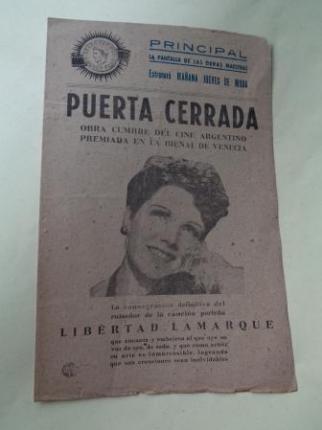 Folleto doble pelcula PUERTA CERRADA, con Libertad Lamarque - Ver os detalles do produto