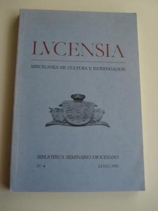 LUCENSIA. Miscelnea de cultura e investigacin. Biblioteca Seminario Diocesano. N 4. Lugo 1992 - Ver os detalles do produto