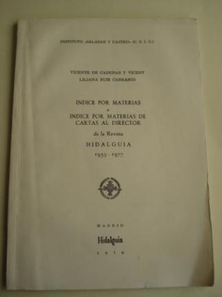ndice por materias e ndice por materias de Cartas al director de la Revista HIDALGUA 1953-1977 - Ver os detalles do produto