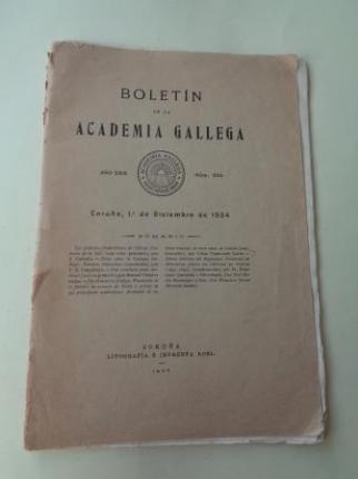 Boletín de la Academia Gallega. Coruña, 1 Diciembre 1934.  Año XXIX. Número 256 - Ver os detalles do produto